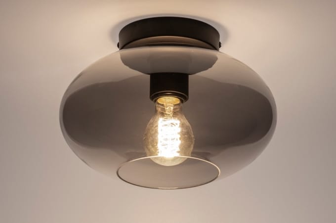 Lumidora Plafondlamp 31063 - Plafonniere - OSLO - E27 - Zwart - Grijs - Metaal - ⌀ 26 cm