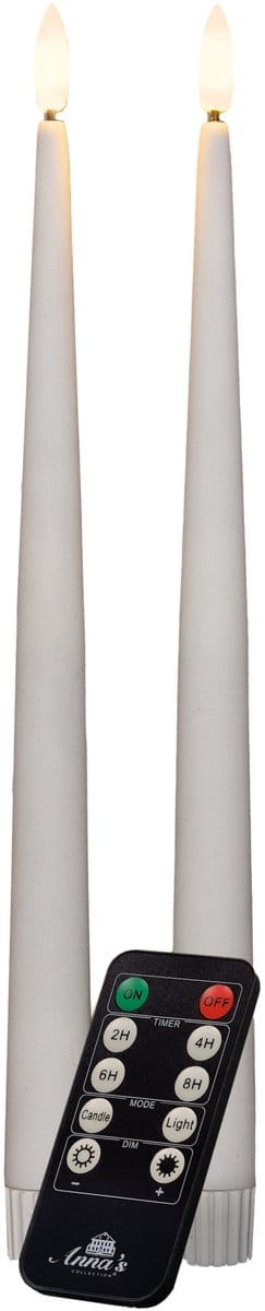 Anna's Collection Led dinerkaarsen - 2x st - wit - 30 cm - bewegende vlam - warm wit licht