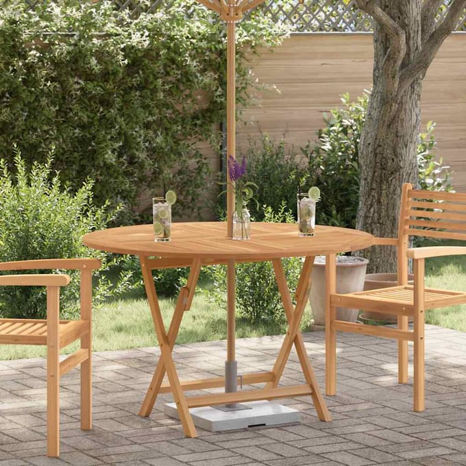 vidaXL - Tuintafel - inklapbaar - Ø - 110x75 - cm - massief - teakhout