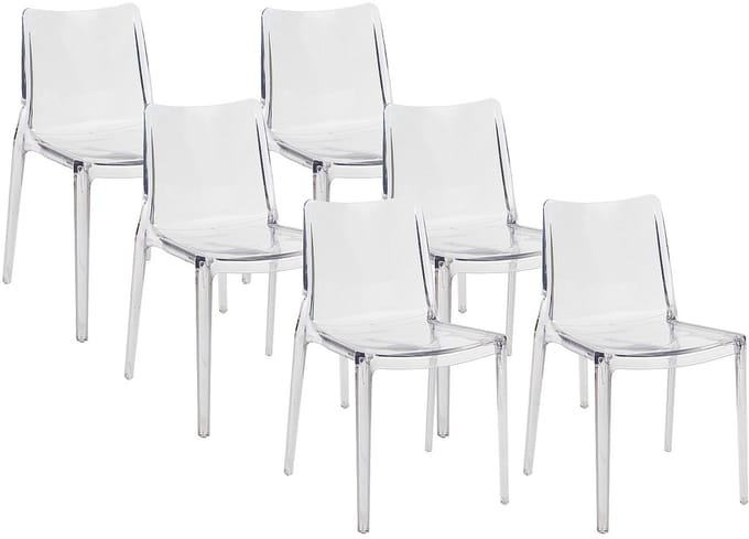 Vente-unique Set van 6 stoelen van polycarbonaat - Kristalkleurig - RANZAKA