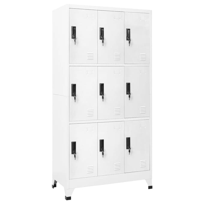 vidaXL - Lockerkast - 90x45x180 - cm - staal - wit