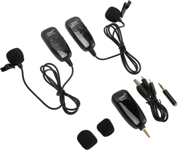 Draadloze Microfoon Set - Clip-on Lavalier - Video Opnames - Stabiel UHF Signaal - 50 Meter Bereik - Zwart