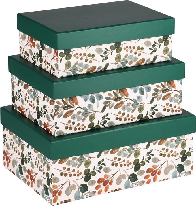 Dekoratief | Set 3 dozen rechthoek 'Warm Leaves', karton, 26x18x10cm | A240210