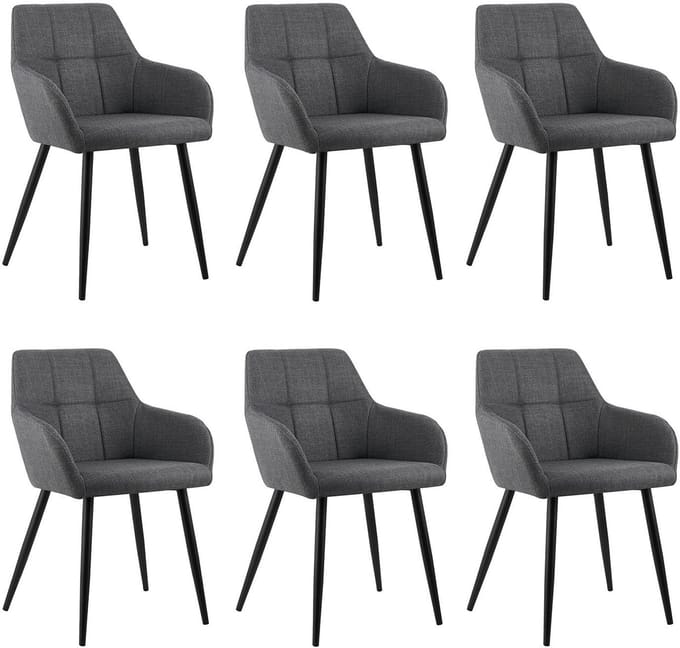 Set van 6 Kick eetkamerstoel Nova - zwart