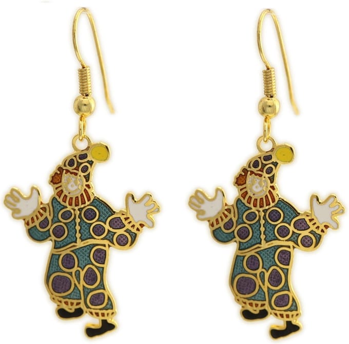 Behave - Oorbellen hanger clown blauw goudkleur - Statement accessoire