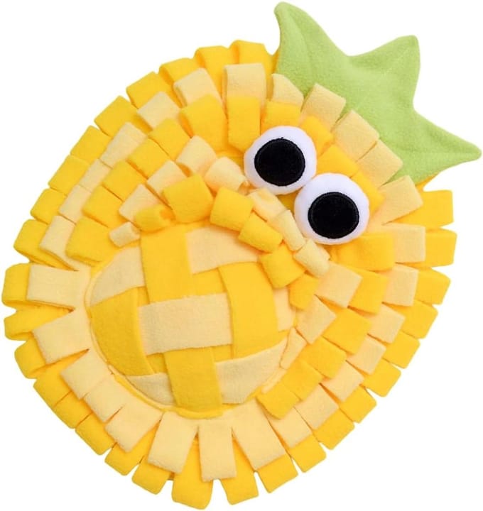 Hondensnuffelmat - Interactief speelgoed - Mentale verrijking - Machinewasbaar - 25 x 20 x 3 cm - Pineapple