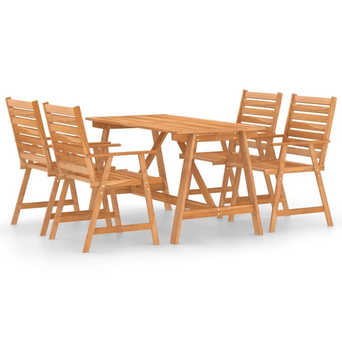 vidaXL - 5-delige - Tuinset - massief - acaciahout
