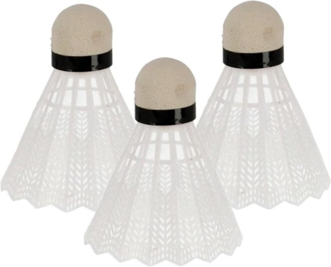 Badminton shuttles setje - 3x shuttles - kunststof - wit - badmintonnen