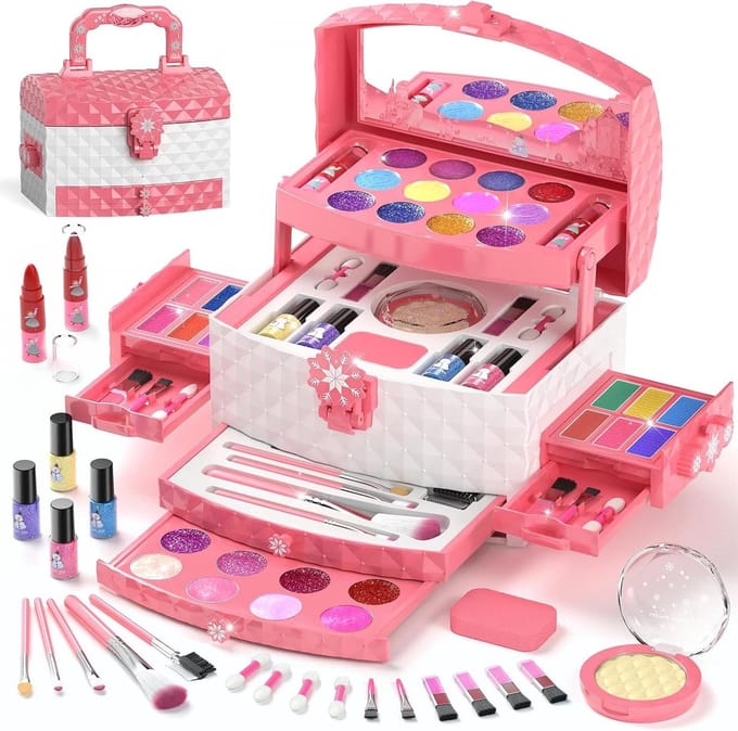 Make-up Koffer - Speelgoed Make-up - Kinderpret - Educatief Speelgoed - 16.7 cm - Roze