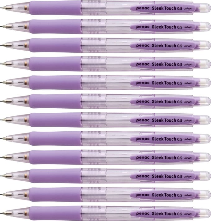 Penac Sleek touch - Mechanical Pencil - Transparant Paars - Vulpotlood - 0.5 mm - 12 Vulpotloden