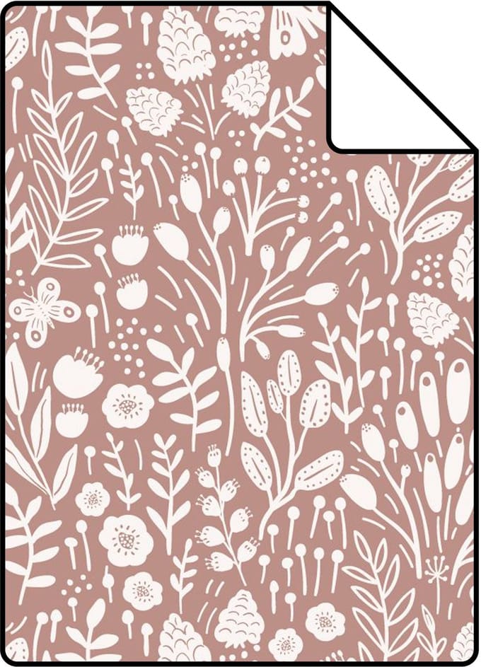 Proefstaal ESTAhome behang bloemetjes oudroze - 26.5 x 21 cm - 131255-S