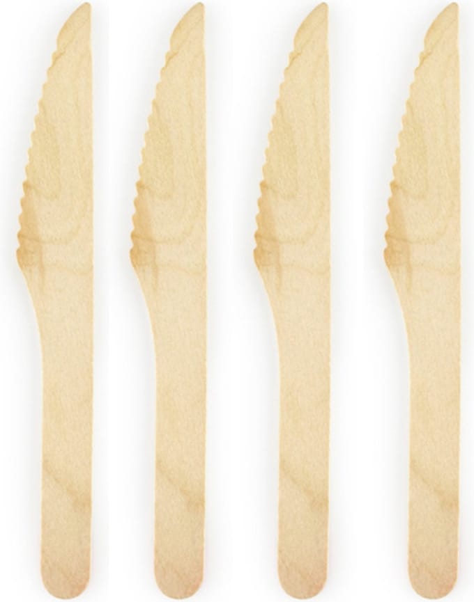 Houten mes - 100st. - wegwerp - 100% BIO - 16cm