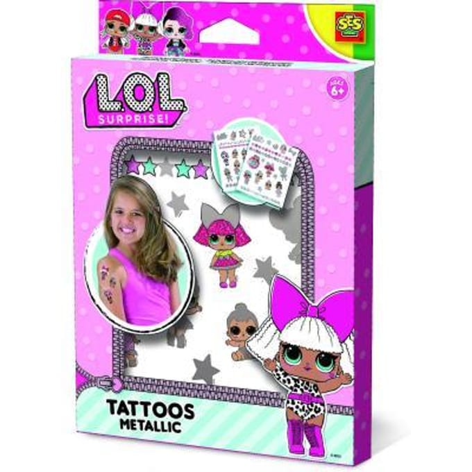 SES Creative - L.O.L. - Metallic Tattoos - Knutselen Meisjes - Biologisch afbreekbaar - Vanaf 6 jaar