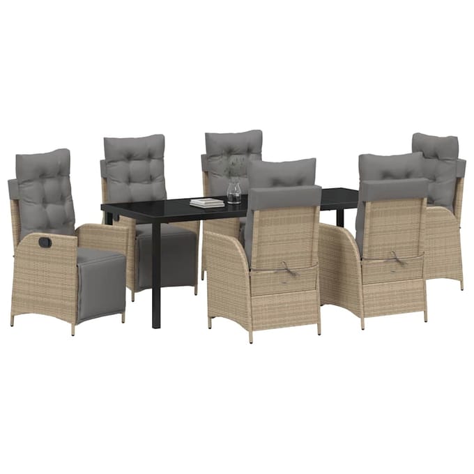 vidaXL - Tuin - Eettafel - Set - 7 - st - Beige - poly - rattan