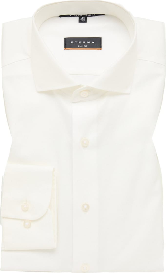 ETERNA slim fit overhemd - twill - ecru - Strijkvrij - Boordmaat: 38