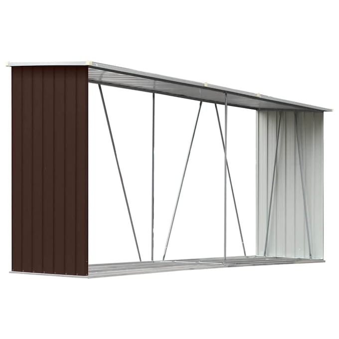 vidaXL - Haardhoutschuur - 330x84x152 - cm - gegalvaniseerd - staal - bruin