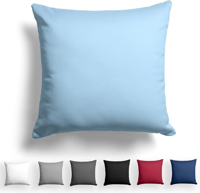 Famanu – Satijnen Kussensloop 100% Katoen - cm Light Blue - Lichtblauw - Hypoallergeen Kussensloop met - ritssluiting