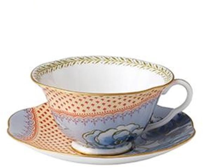 Theekop en schotel blauw Butterfly Bloom