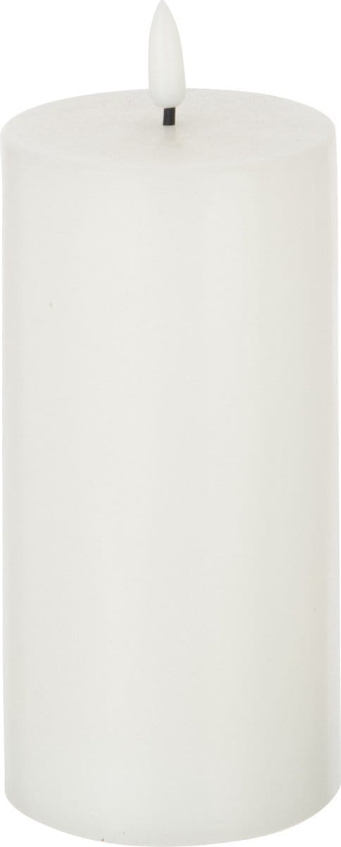 J-Line cilinderkaars - wit - medium - LED lichtjes