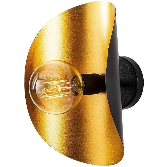 Asir - Wandlamp - Zwart & Goud - 17 x 13 x 30 cm