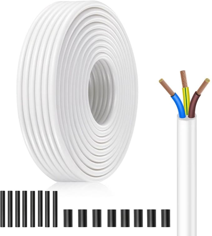 Flexibele PVC Installatiekabel H05VV-F 3x1.5mm² Wit – 20 Meter Koperdraad