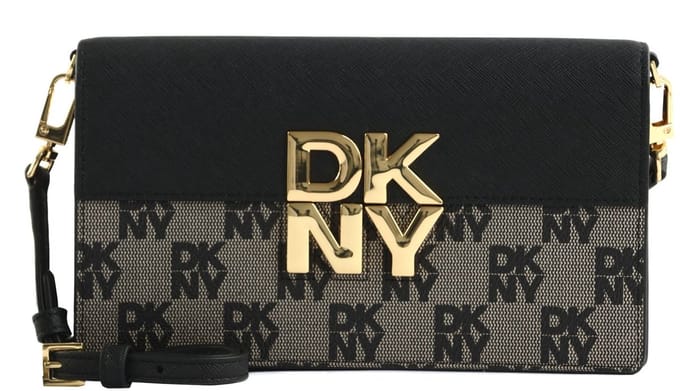 DKNY Leren avondtas schoudertas Echo Clutch BK Logo - BK zwart