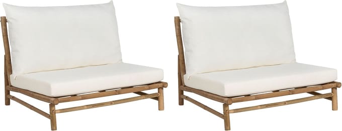 TODI - Fauteuil set van 2 - Gebroken wit - Bamboe