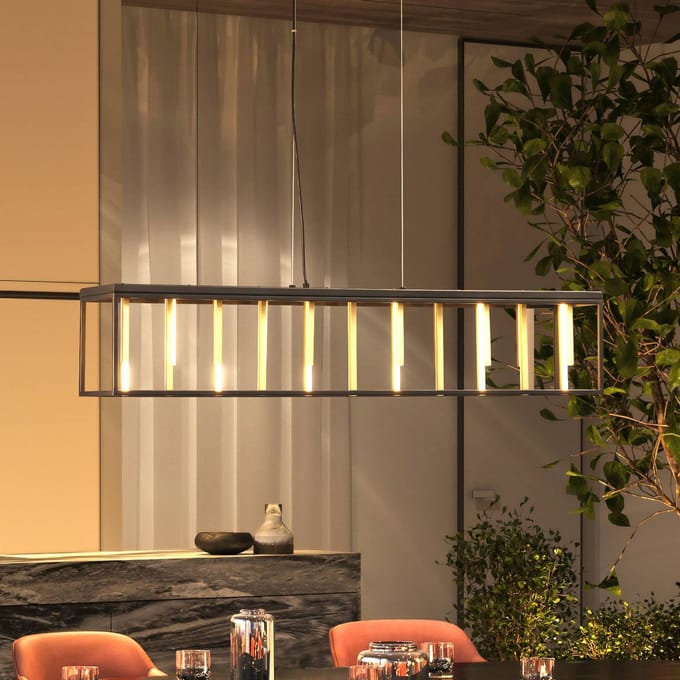 FISCHER & HONSEL Grid LED hanglamp, metaal, afstandsbediening, CCT, dimbaar