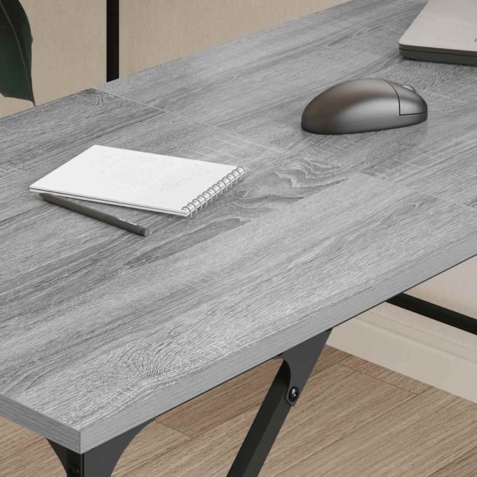 vidaXL - Bureau - 149x149x75 - cm - bewerkt - hout - grijs - sonoma - eikenkleurig