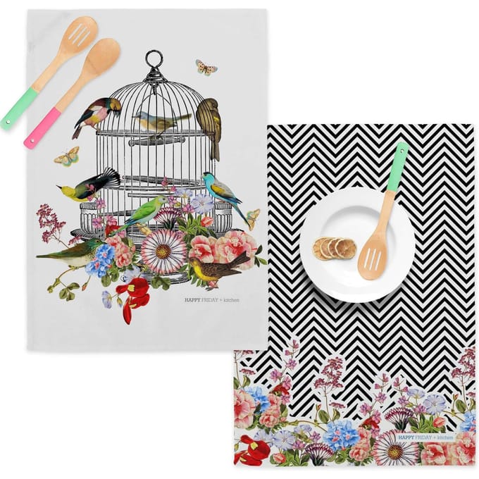 Set van 2 theedoeken Hanging Garden | Happy Friday