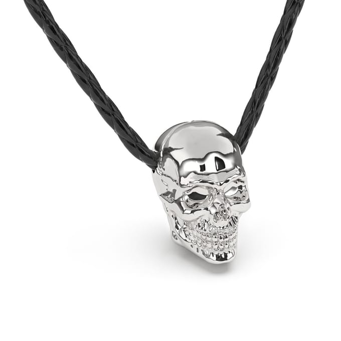 SERASAR Heren Lederen Ketting [Skull] - Zilver 50cm - Hals Sieraden Hanger