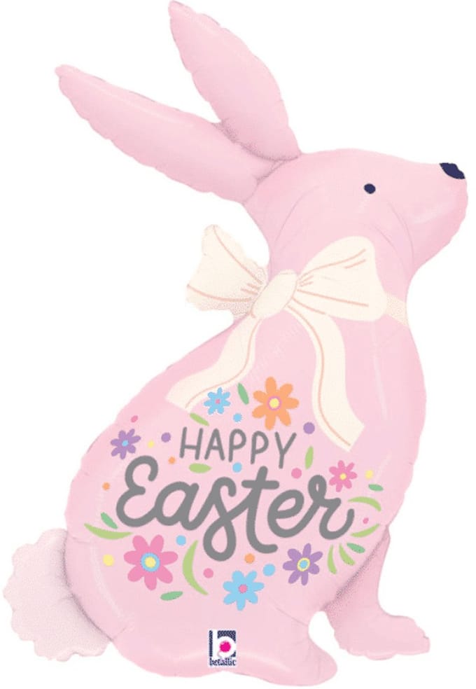 Folieballon Happy Easter - pastel pink bunny - 60 x 79 cm