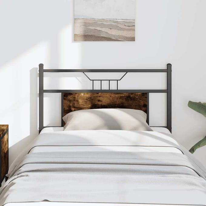 vidaXL - Vervangend - hoofdbord - 75 - cm - en - staal - gerookt - eikenkleurig