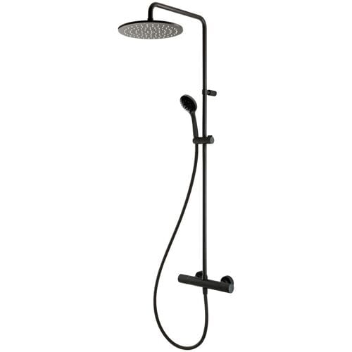 Herzbach DEEP BLACK shower column with surface-mounted shower thermostat 23.988525.1.12