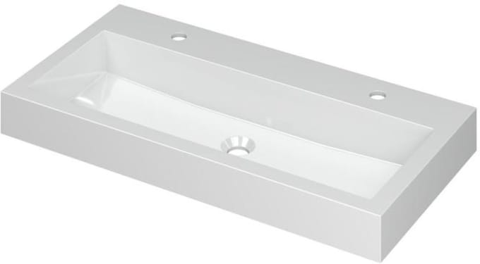 INK Momento Wastafel Polystone met 2 Kraangaten - 900x450x90 mm - Glans Wit