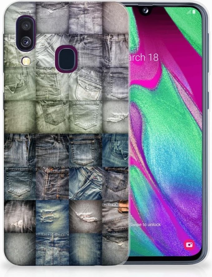 Silicone Back Cover Samsung Galaxy A40 Spijkerbroeken