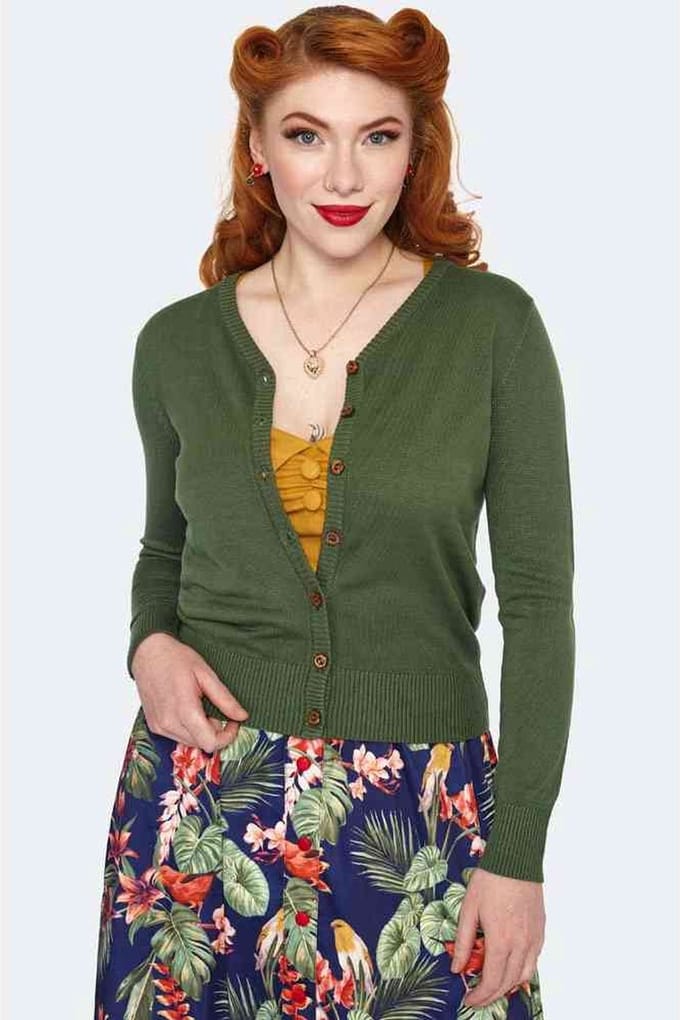 Voodoo Vixen - Wooden Button Cardigan - M - Groen
