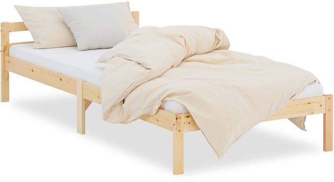 Homestyle4u Houten bed - 90x200 cm - Naturel - Lattenbodem