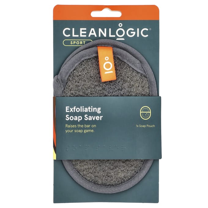 CleanLogic, Sport, Exfoliërende Zeephouder, 1 stuk gray