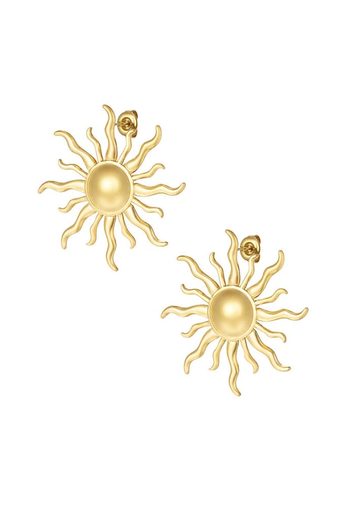Bijoutheek Oorknoppen Wavy Sun Goud