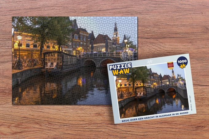 Puzzel Alkmaar - Brug - Gracht - Legpuzzel - Puzzel 1000 stukjes volwassenen