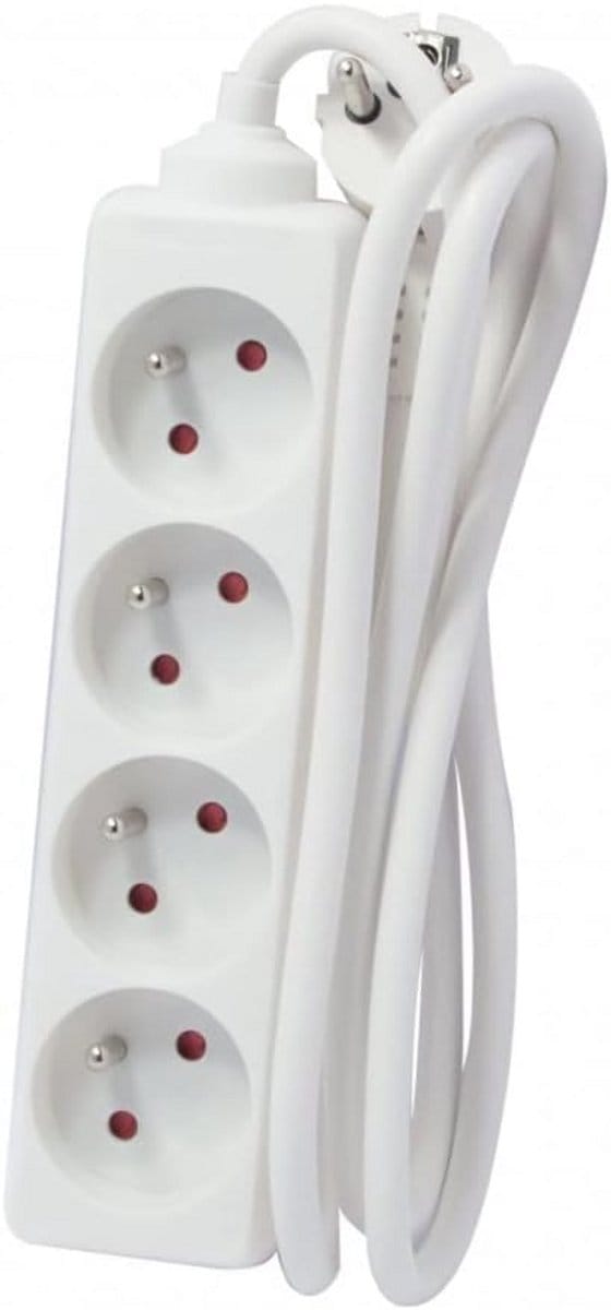 Witte Stekkerdoos met 4 Stopcontacten en 1,5 Meter Kabel