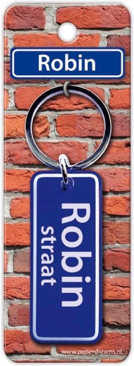 Paper Dreams Sleutelhanger  Straatnaam Robin 9 Cm Staal Blauw