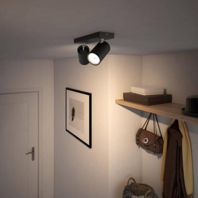 Philips Opbouwspot Kosipo - Zwart - 24cm - 2xgu10