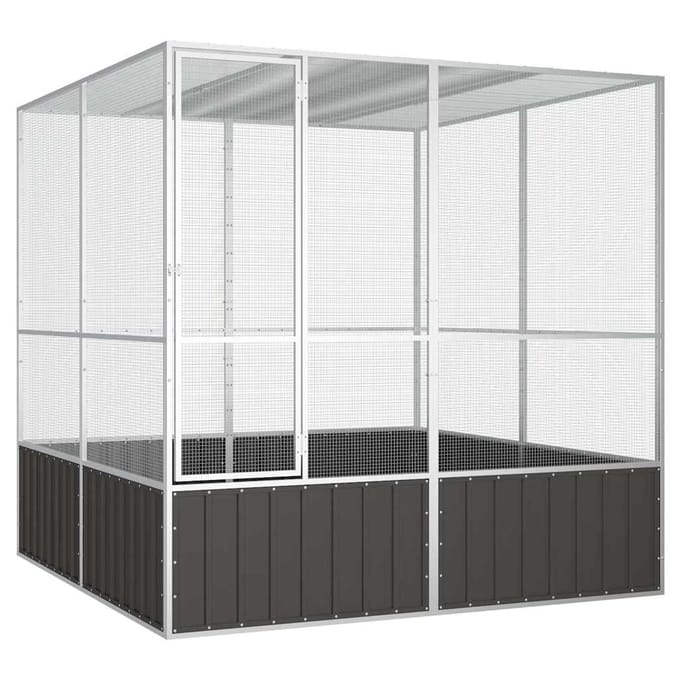 vidaXL Vogelkooi 213,5x217,5x211,5 cm gegalvaniseerd staal antraciet