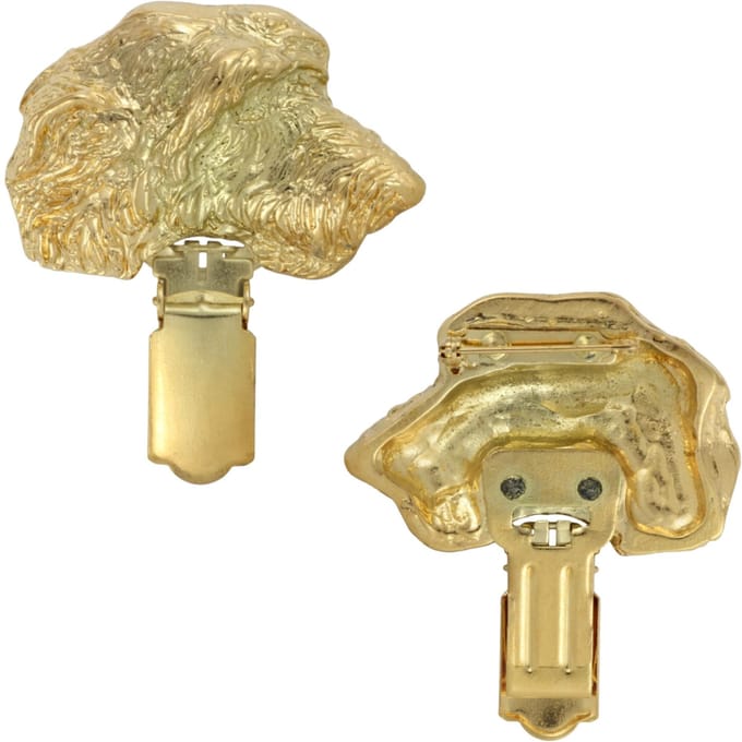 Gouden Ierse Wolfhond Brosje met Clip - Startnummer Houder