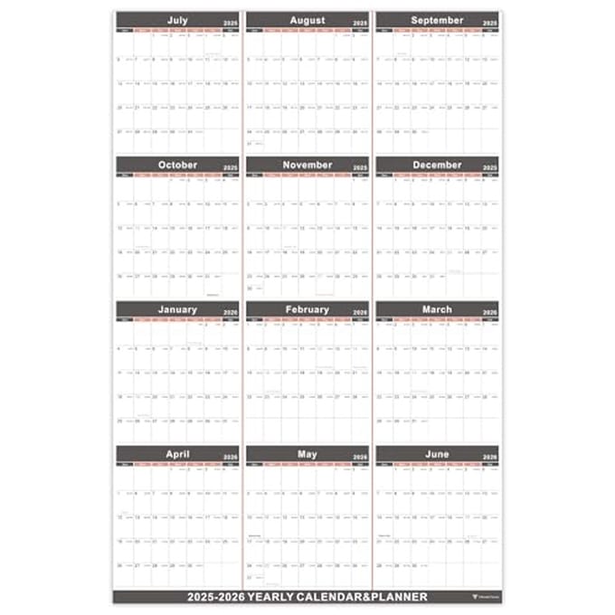 Jaarkalender 2025-2026 XL - Wandkalender met Dikke Pagina's