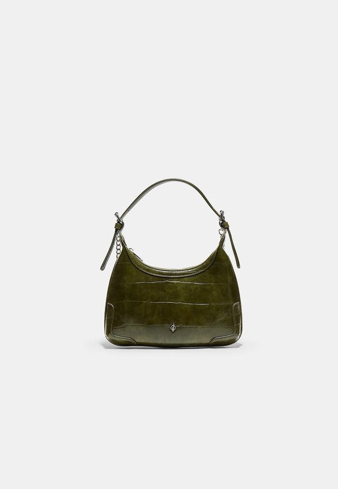 Stradivarius Mini schoudertas met krokomotief en ketting  Kaki OS