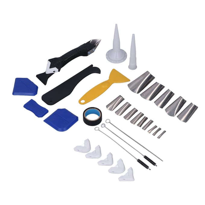 5 in 1 Kit Voegmiddelgereedschap Multifunctionele Schop Hoekschraper Silicone Kit Afwerkingsgereedschap black