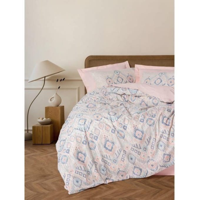 Parure de lit - 1 housse de couette 220 x 240 cm + 2 taies d'oreiller 60 x 60 cm - 100% coton renforcé - Saumon
